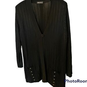 Vintage Dominica Black Cardigan Sweater, Size X Large